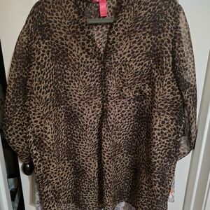 NUX Sheer Leopard Print Blouse - Brown & Black
